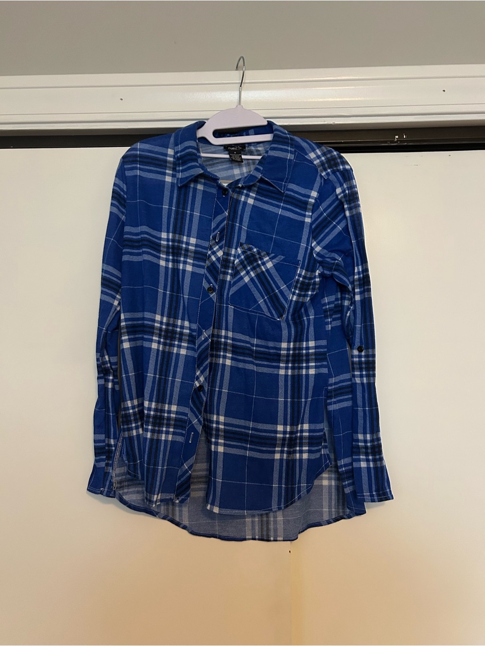 Rue21 Blue Plaid Flannel Shirt - Comfortable Casual Button-Up